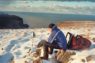 The author taking a break beyond Sandwood Bay